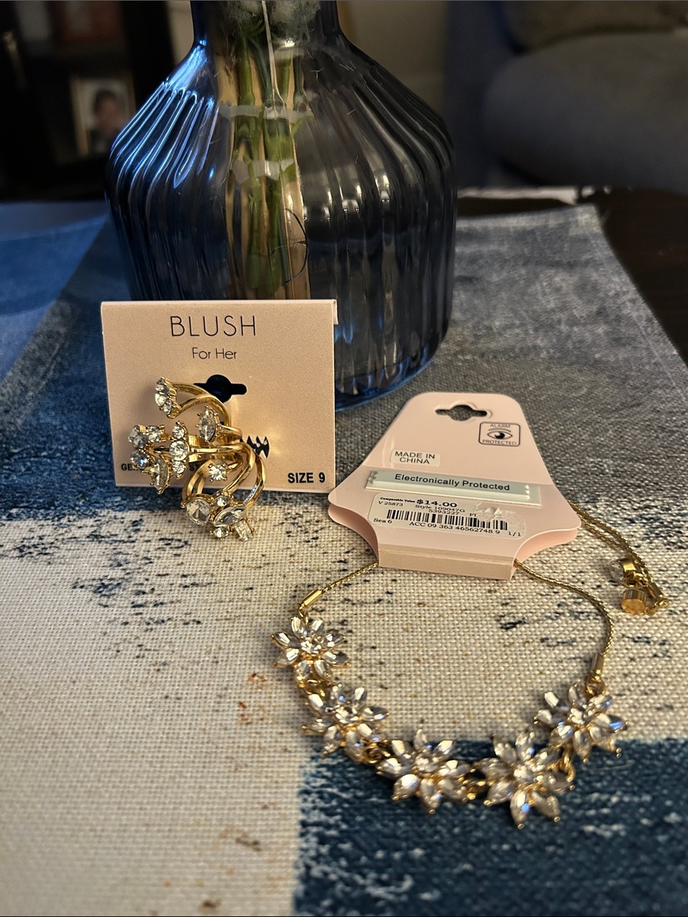 Blush Gold Floral Crystal Bracelet Set